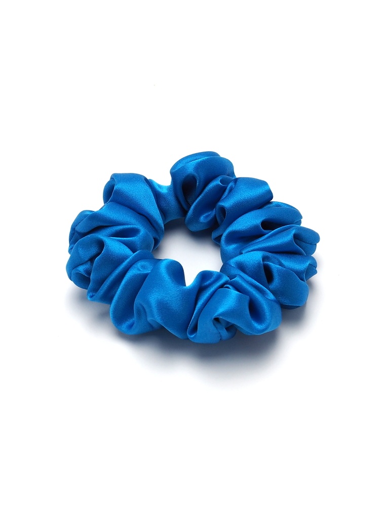 JGS-019 Jedwabna gumka do w�os�w scrunchie niebieski lazur